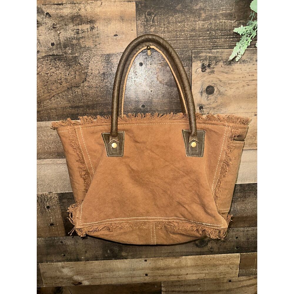 Myra Bag Canvas and Tapestry Fringe Tote Handbag - Picture 2 of 4